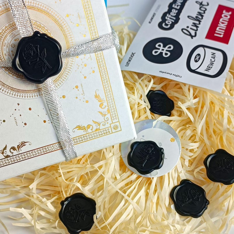 Pilloze 50 Pcs Black Wax Seal Stickers - Rose Style, Self Adhesive Wax Seal for Wedding Invitation, Good Adhesion, Black Rose Envelope Seals Stickers Perfect for Wedding Invitation, Scrapbooking - Image 4
